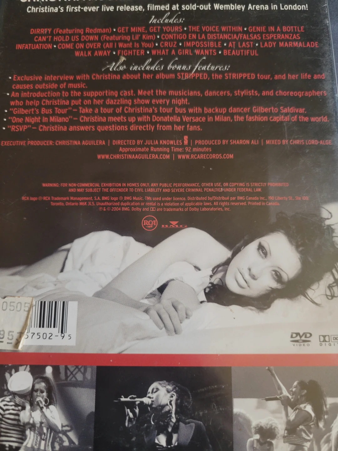 Christina Aguliera STRIPPED live in the U.K DVD - photo 2