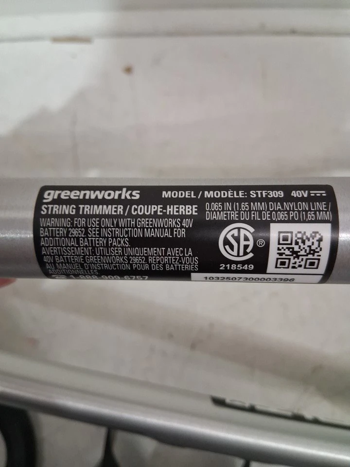 Greenworks STF309 40V String Trimmer - photo 4
