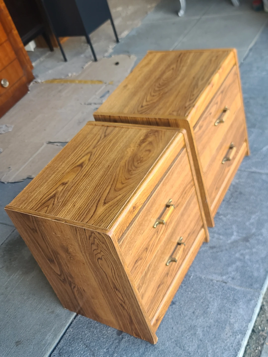 Pair of Wood Grain Two-Drawer Nightstands - photo 2