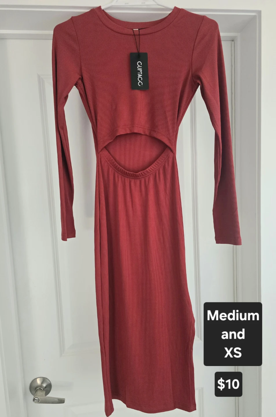 CUPTACC Long Sleeve Red Cutout Maxi Dress