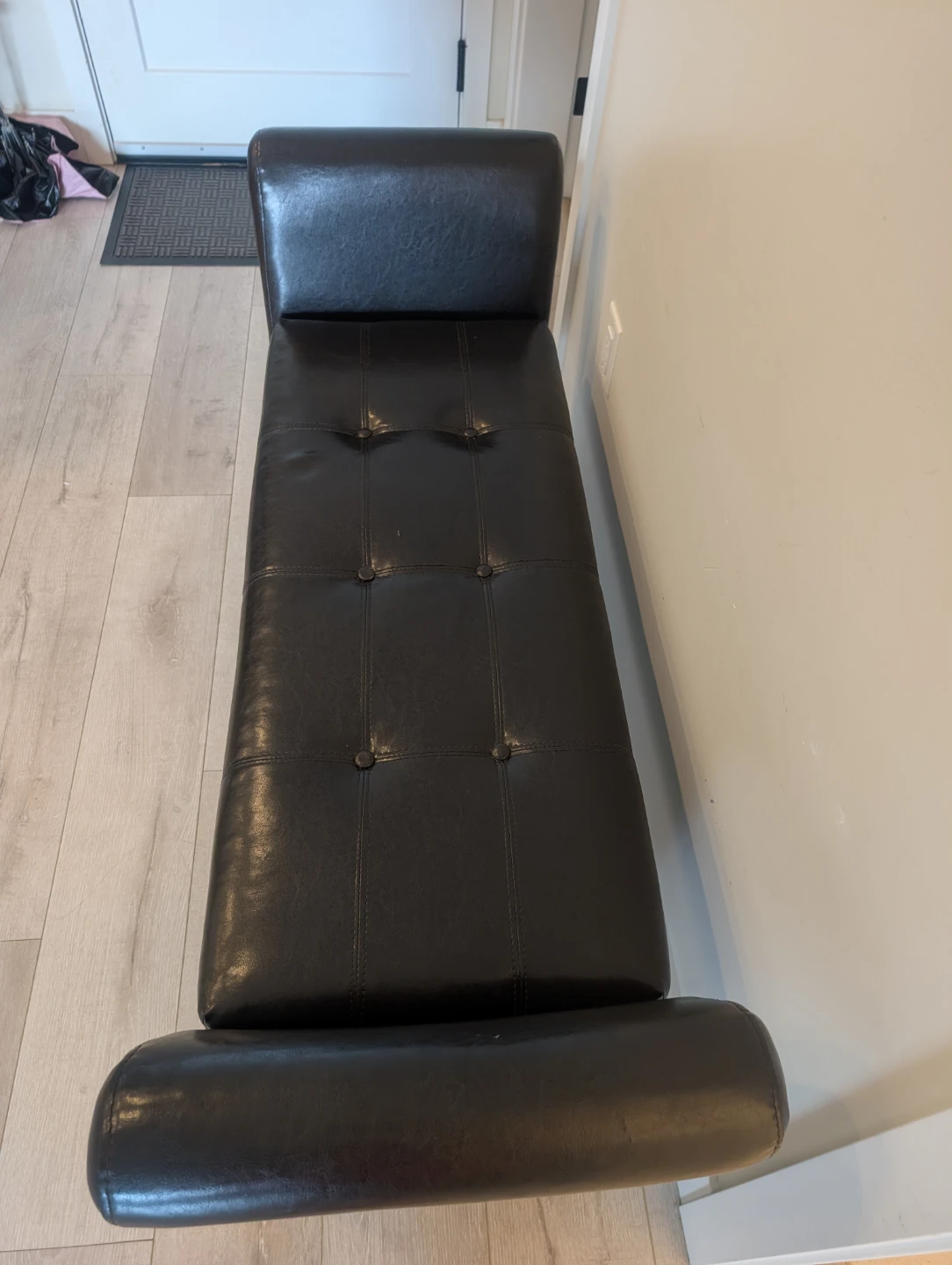 Black Faux Leather Entryway Bench - photo 3