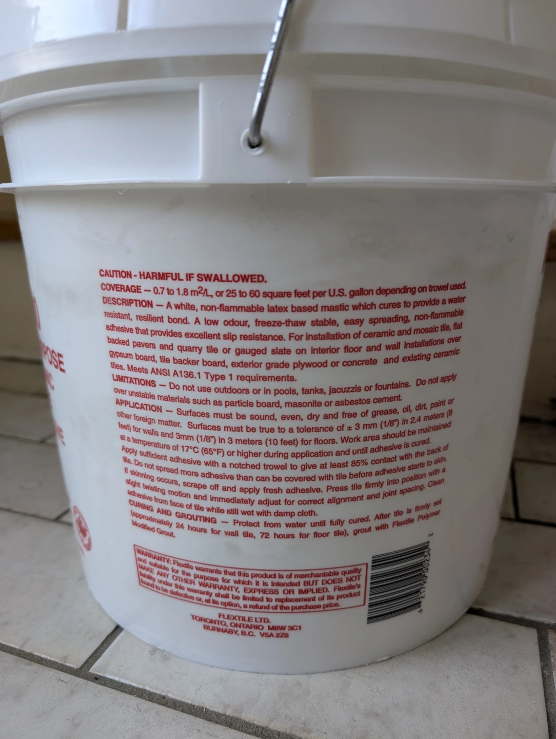 Flextile 200 Ceramic Tile Adhesive 3.5 Gal – Brand New Sealed - photo 2