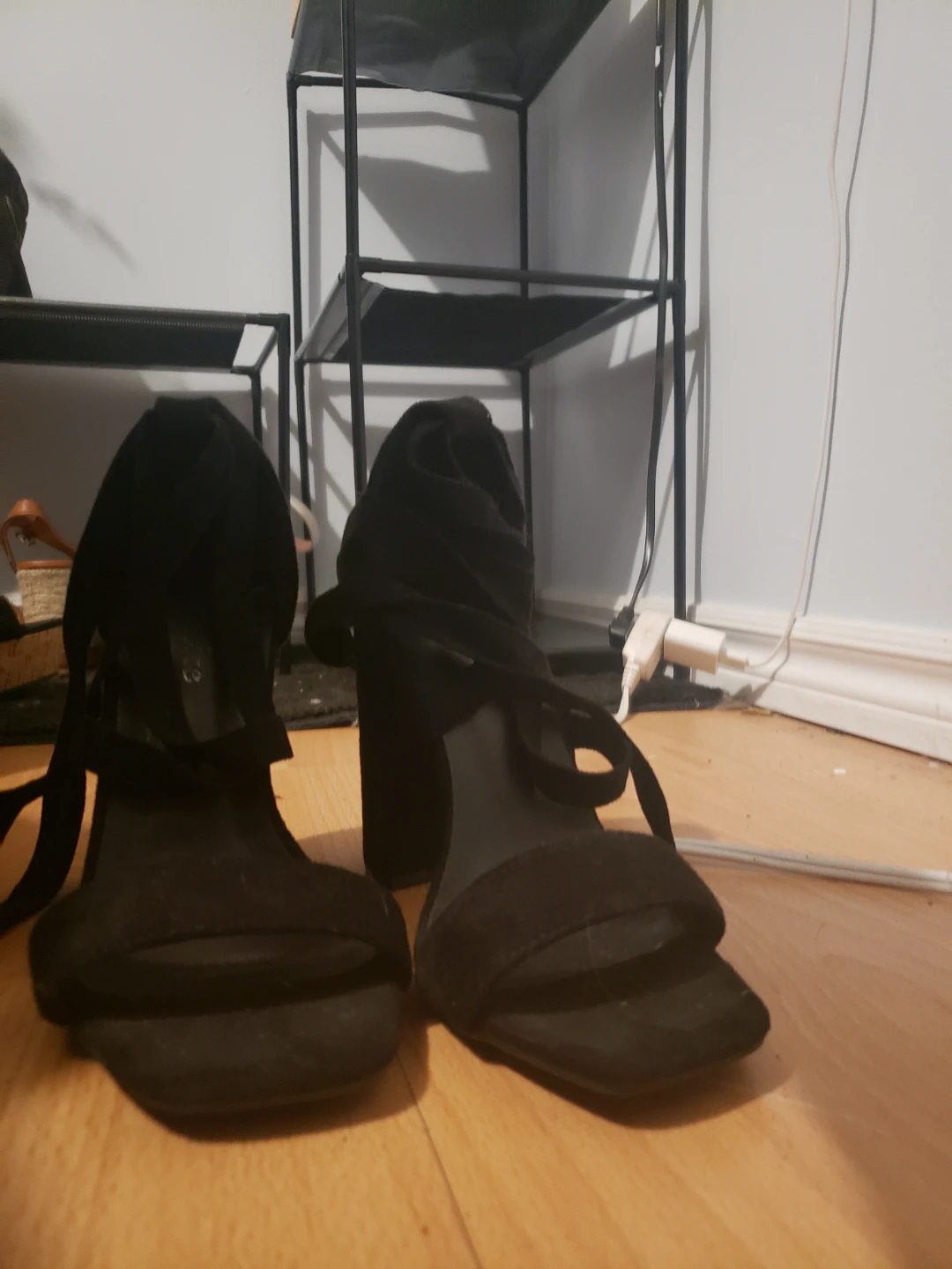 Black Suede Wrap-Around Heels - photo 4