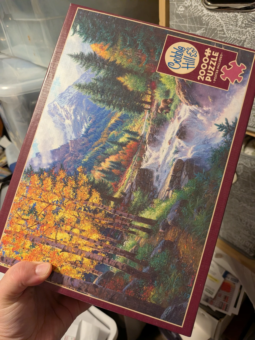 Cobble Hills 2000 Piece Puzzle - Mountain Waterfall
