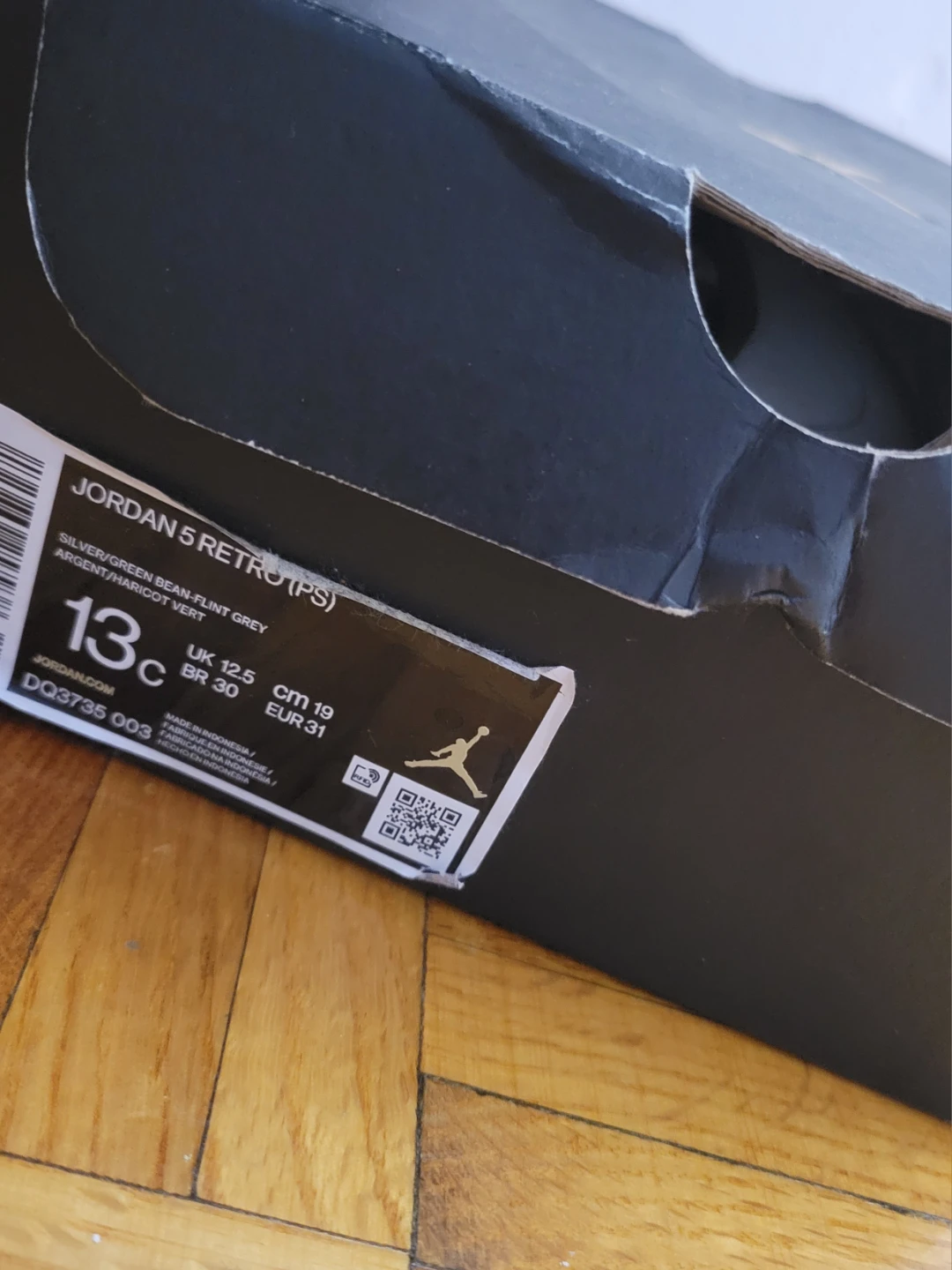 Jordan 5 green bean - kids size 13c - photo 3