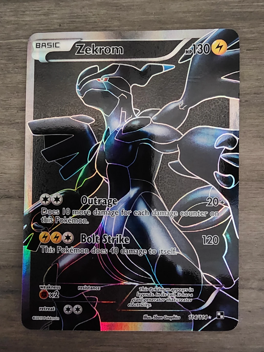 Zekrom 114/114 2011 Black & White Base Set Pokemon Card Full Art - photo 4