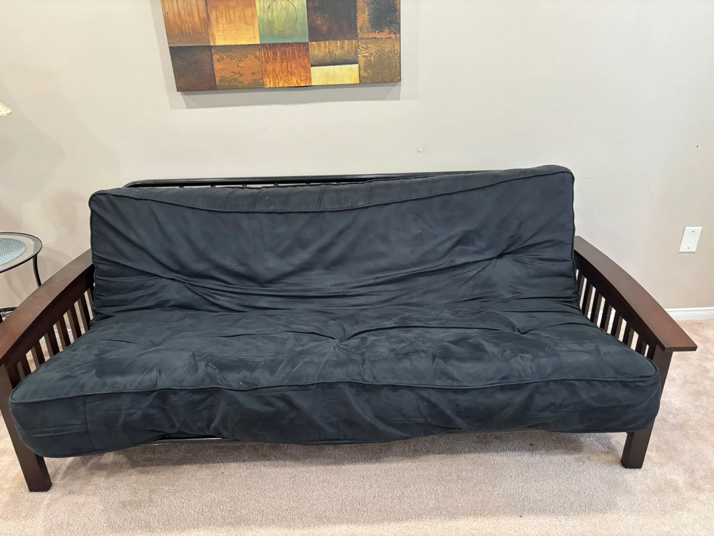 Black Futon Sofa with Wooden Frame - photo 3