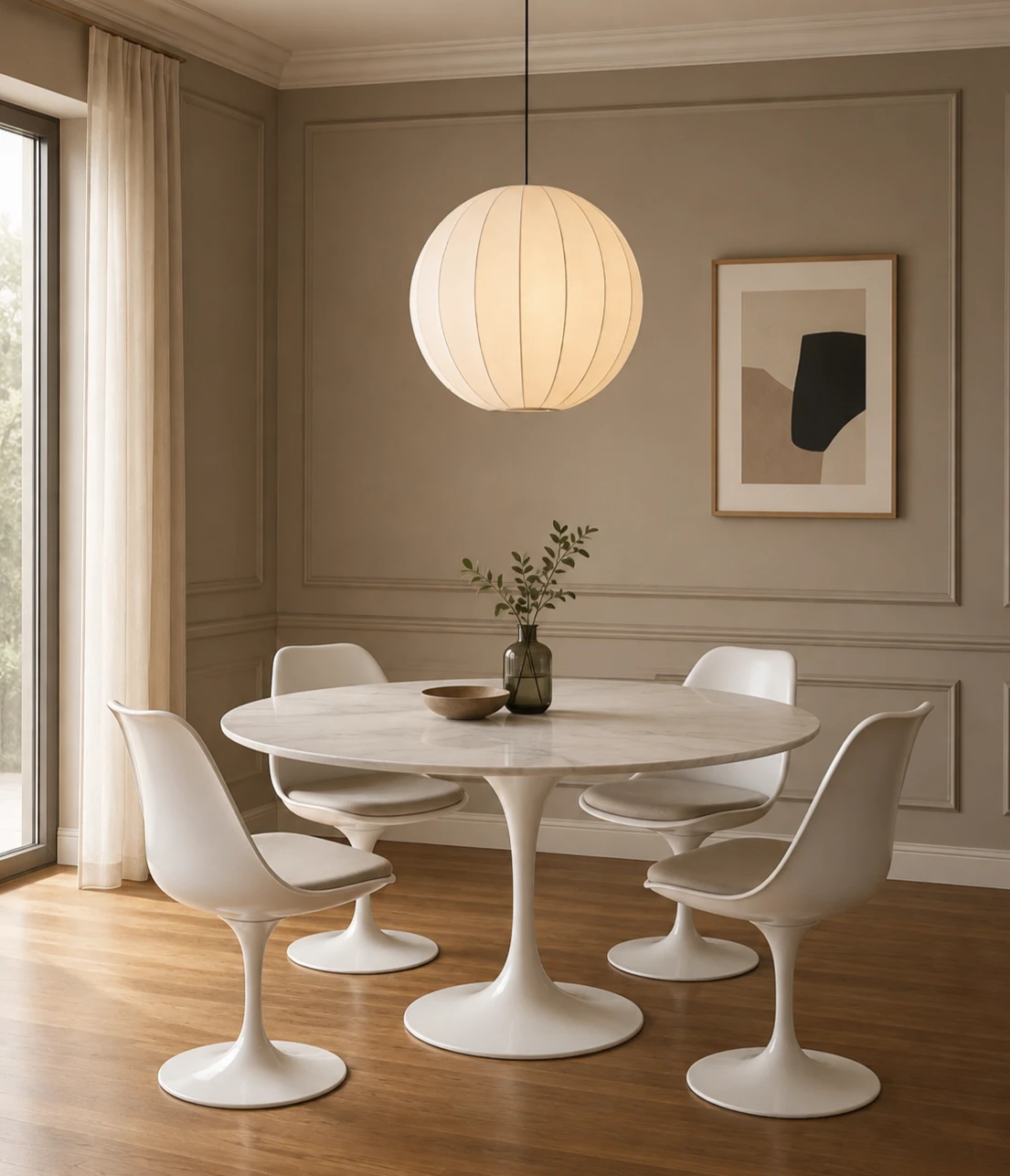 Brand New Moe's "Illume" White Silk Pendant Light (28" Diameter)