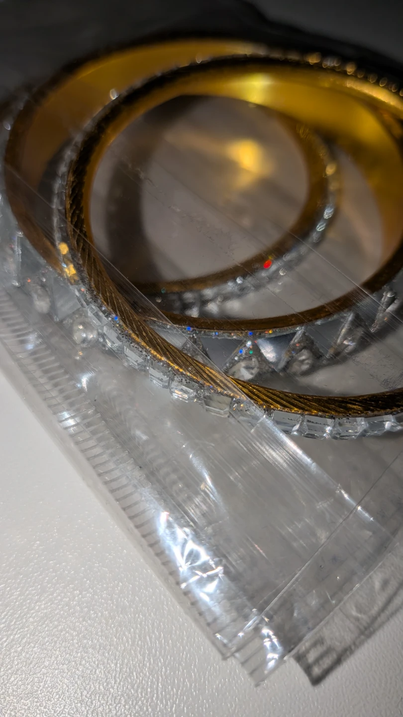 6 Gold Bangles with Rhinestones - photo 2