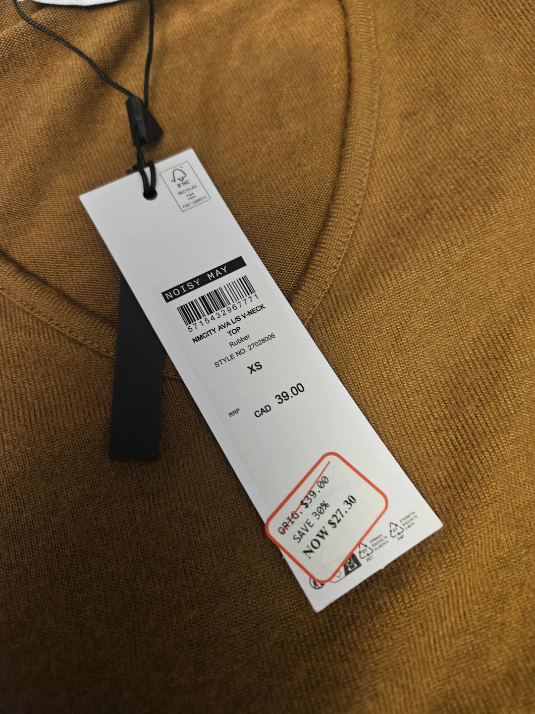 Noisy May V-Neck Ribbed Top - XS - photo 2