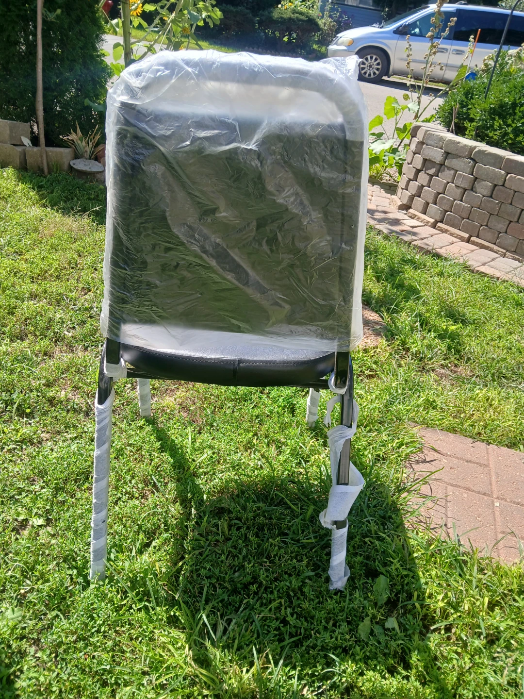 Black Metal Stackable Chair with Padded Seat - photo 3