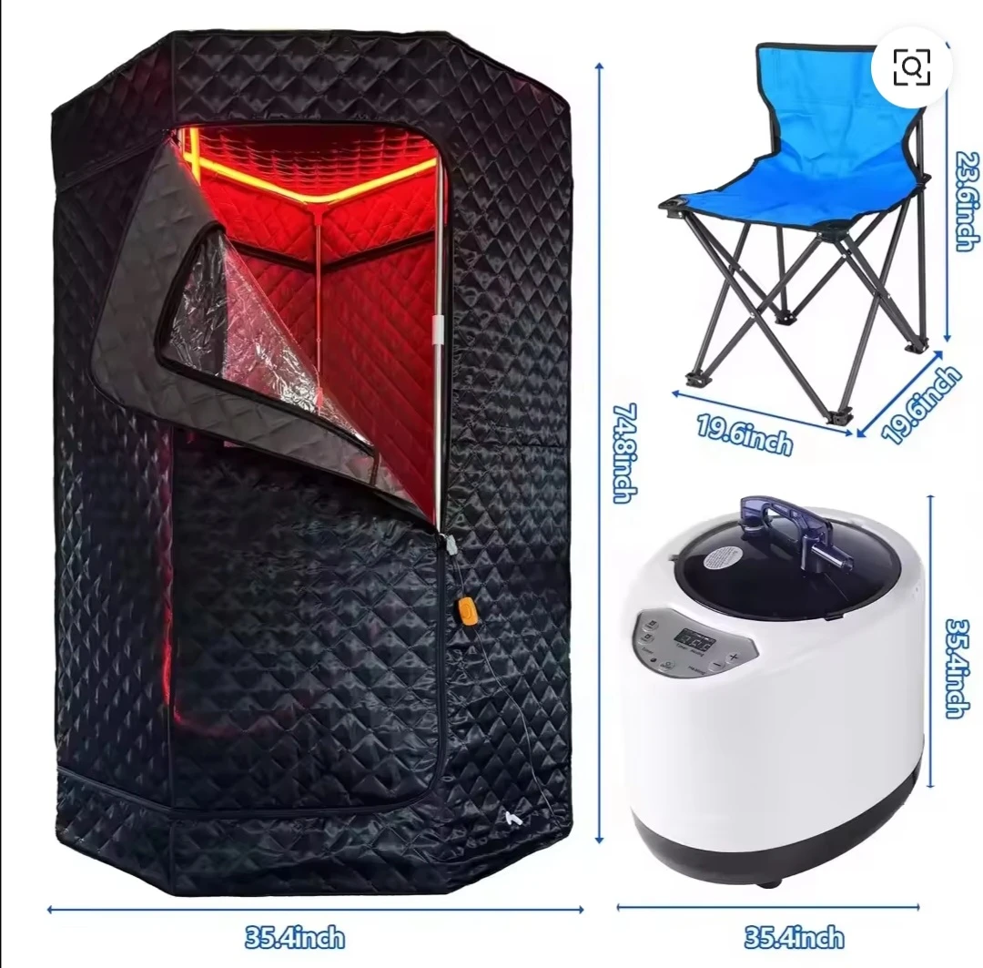 Portable Steam Sauna Tent with Chair and Steamer - photo 2