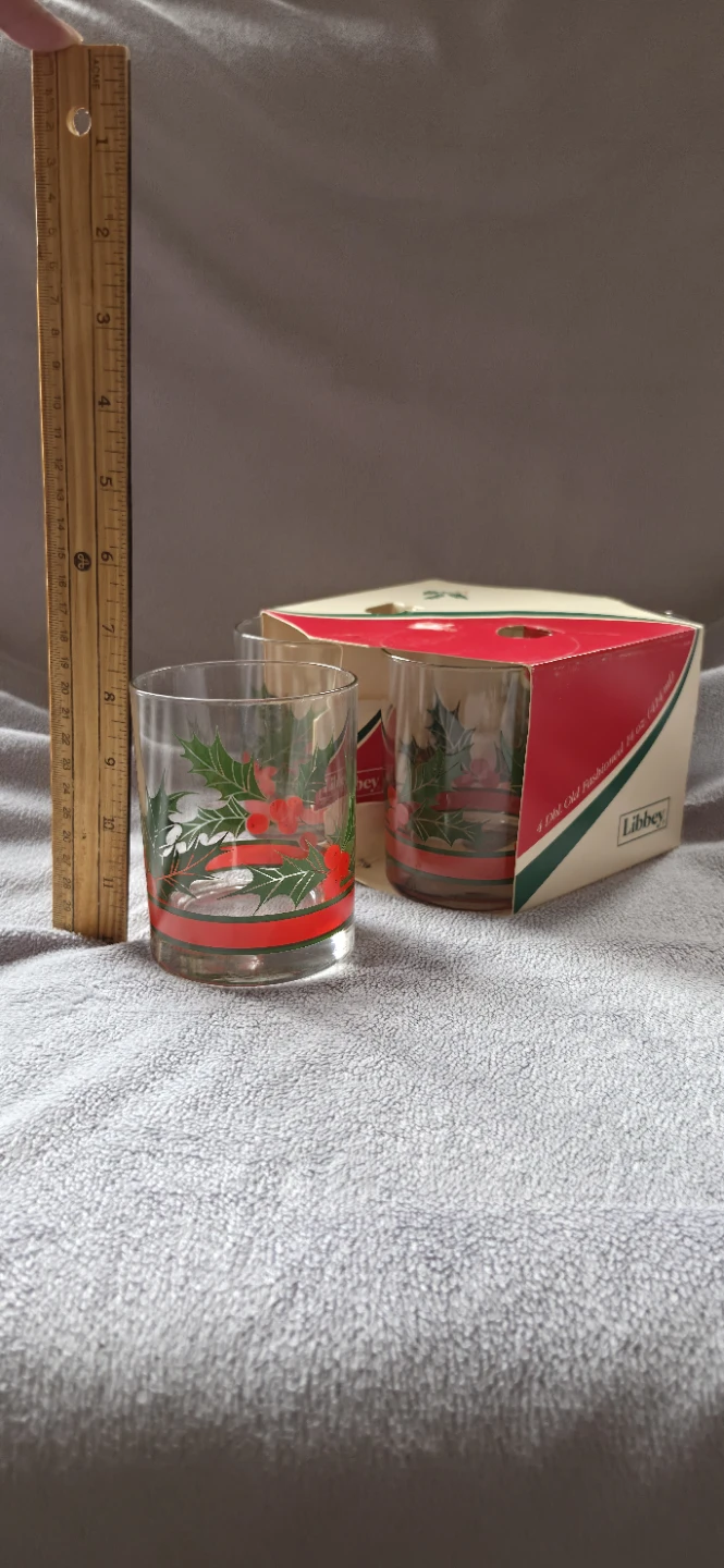 Libbey Holiday Holly 14oz Double Old Fashioned Glasses (4 PC)
