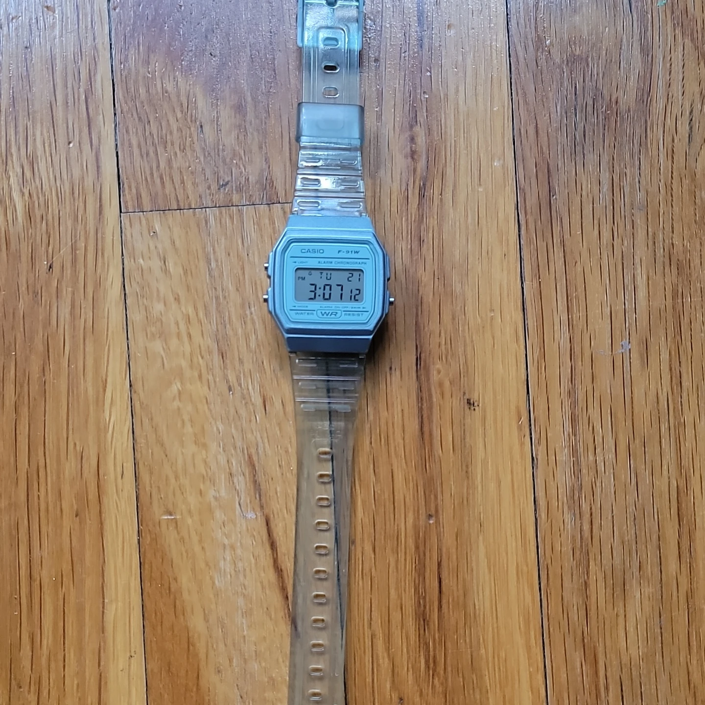 Casio F-91W Digital Watch - Blue & Clear