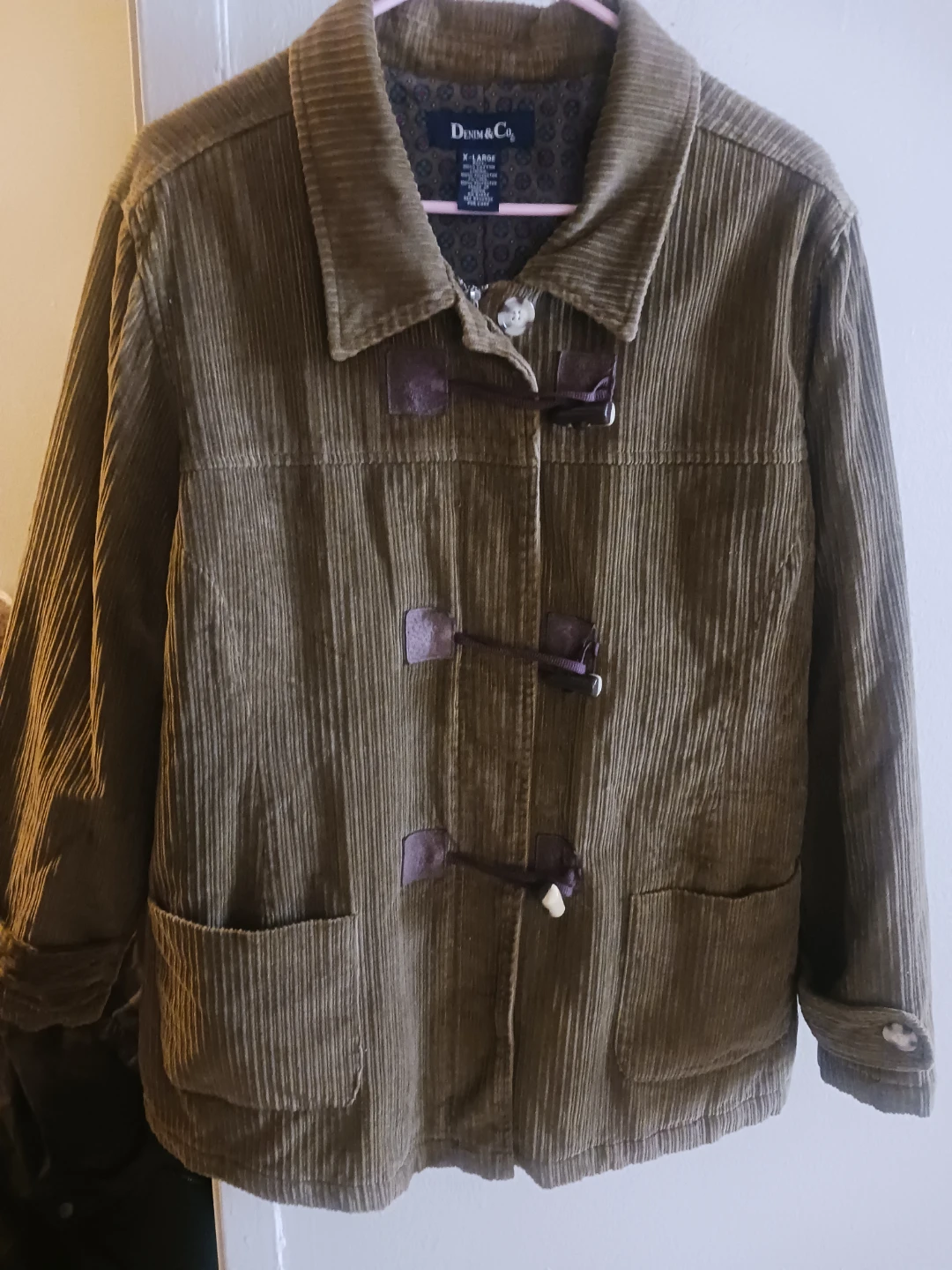 Denim & Co Corduroy Toggle Jacket Size XL