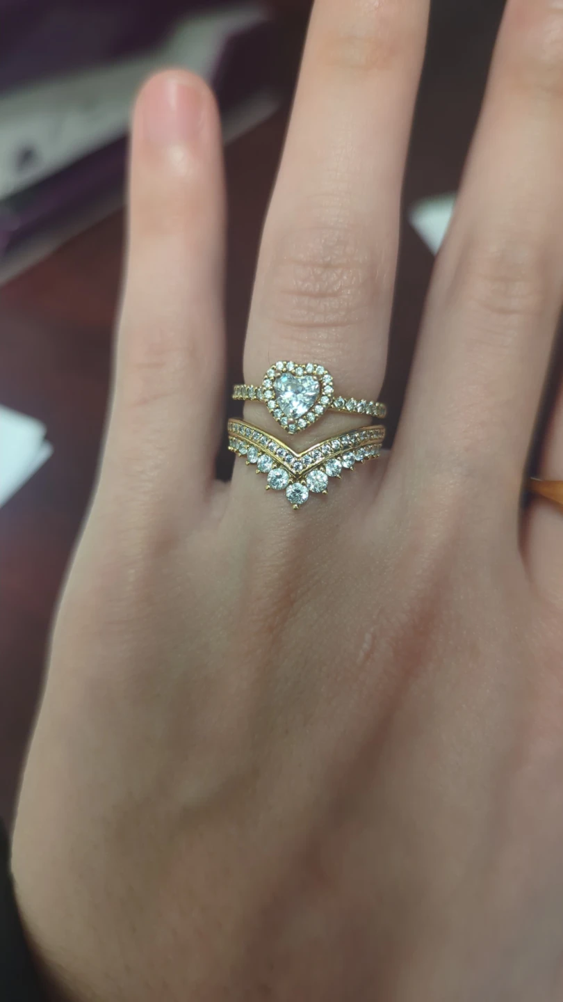 Pandora Heart and Chevron Ring Set