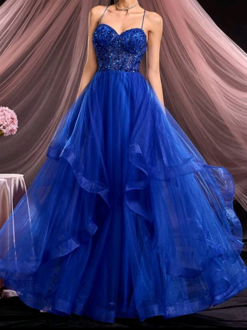 Blue Sequin Bodice Tulle Gown - photo 2