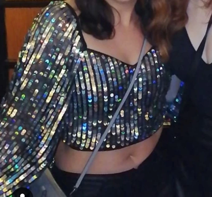 ASOS Sequin Long Sleeve Crop Top