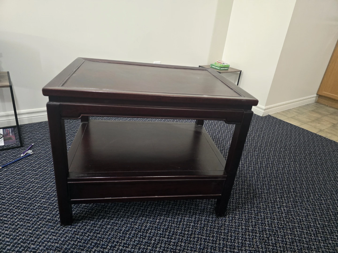Dark Wood End Table with Drawer