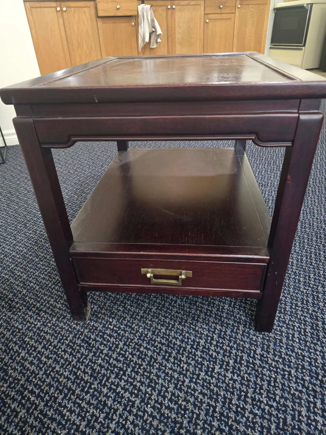 Dark Wood End Table with Drawer - photo 2