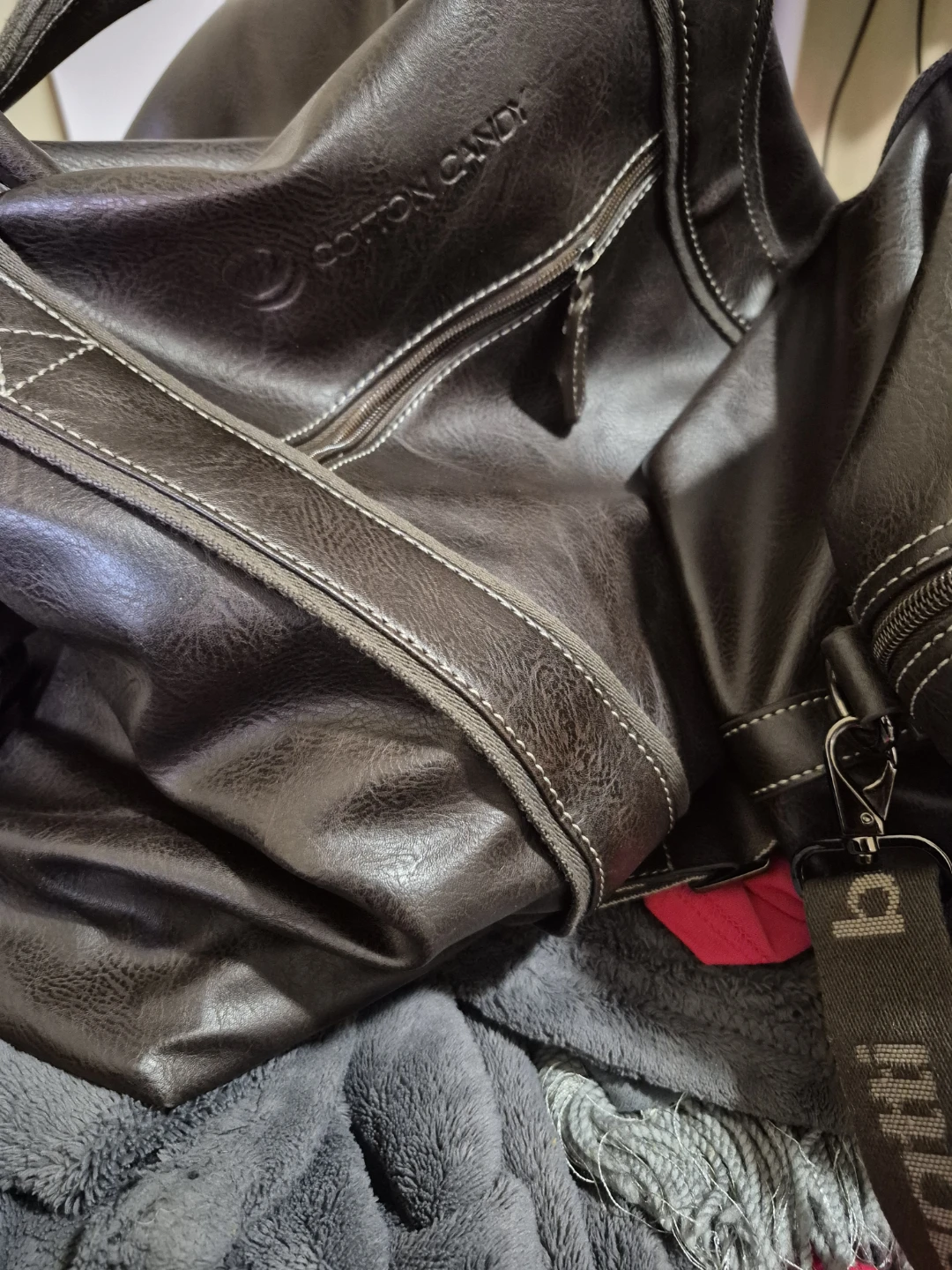 Bugatti Brown Faux Leather Duffle Bag