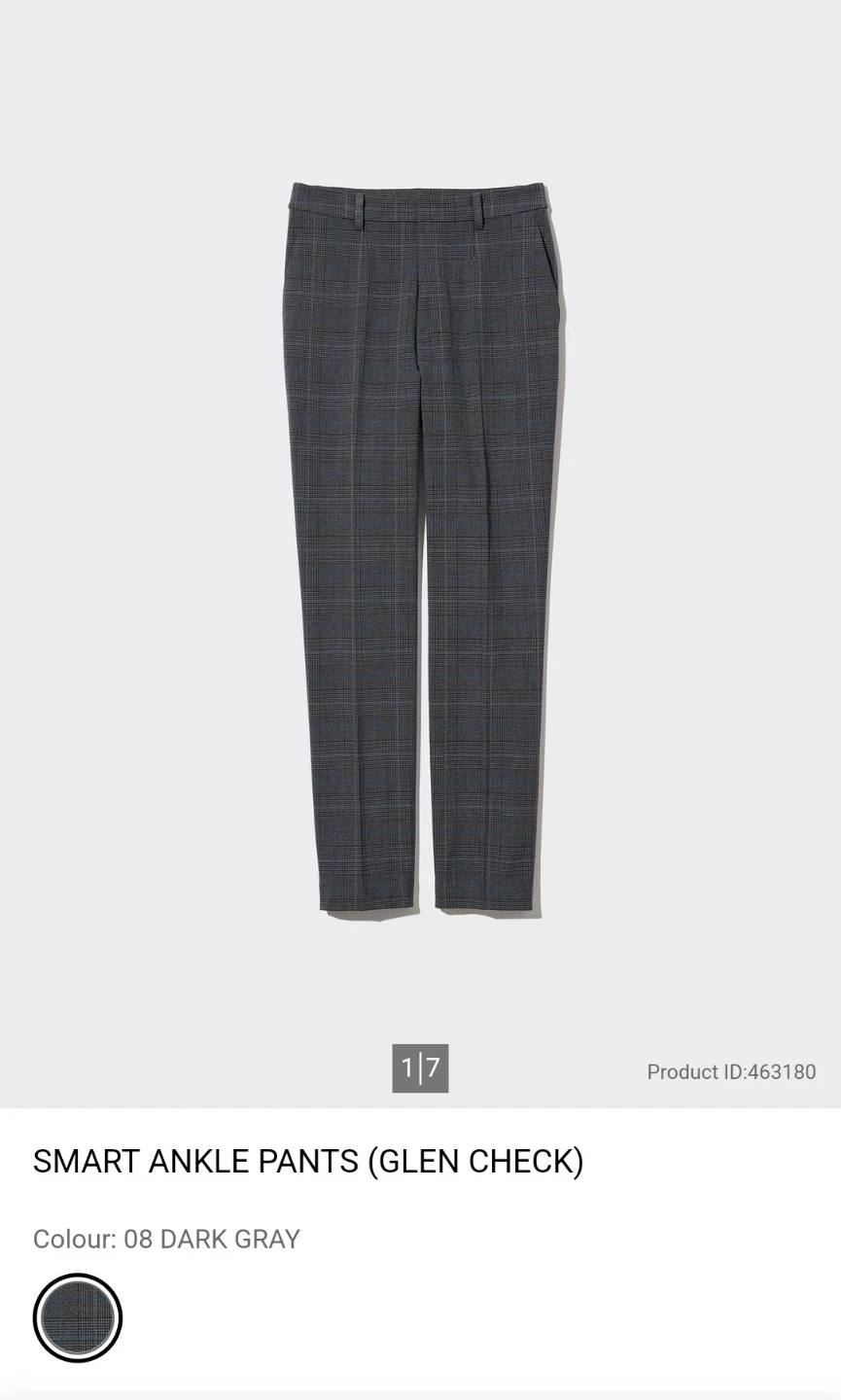NWOT Uniqlo Smart Ankle Pants (Glen Check)