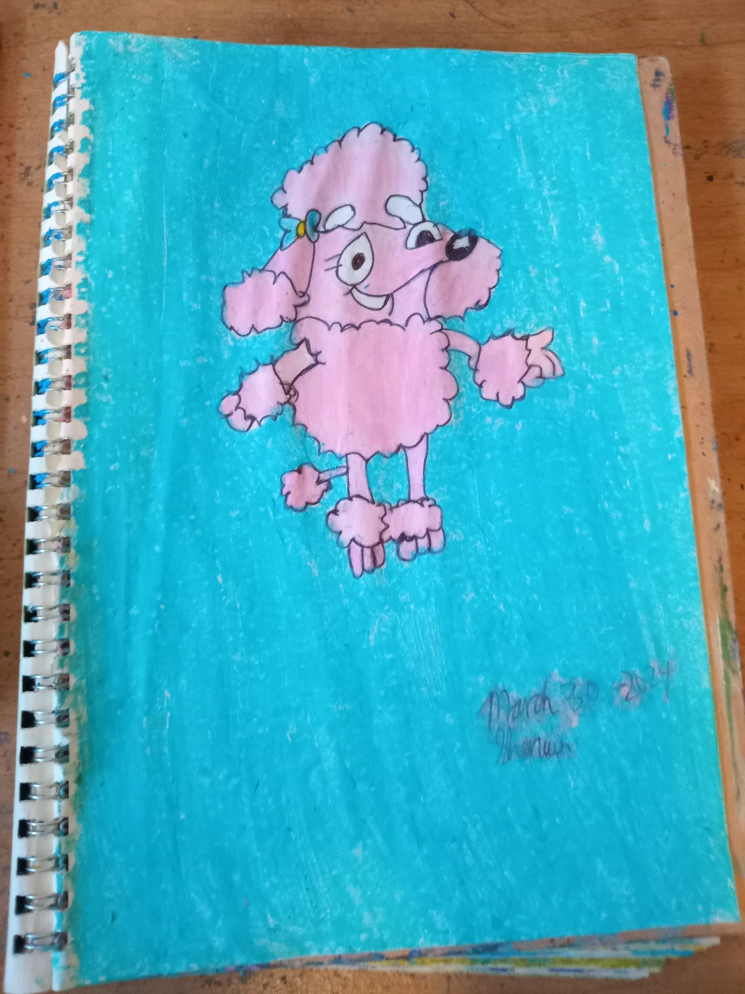 Pink Poodle with Light Blue Background by Custom Artist Sherwin - photo 4