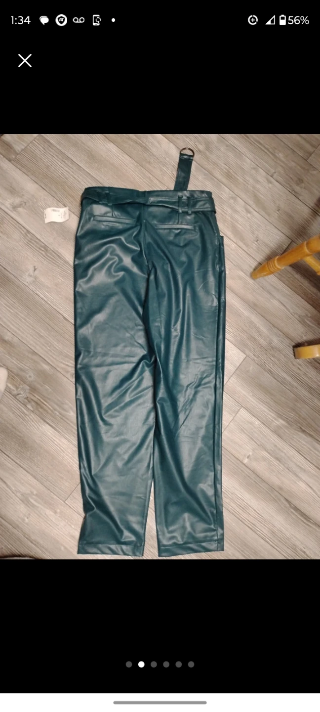 Teal Faux Leather Belted Pants Size 6 - photo 2