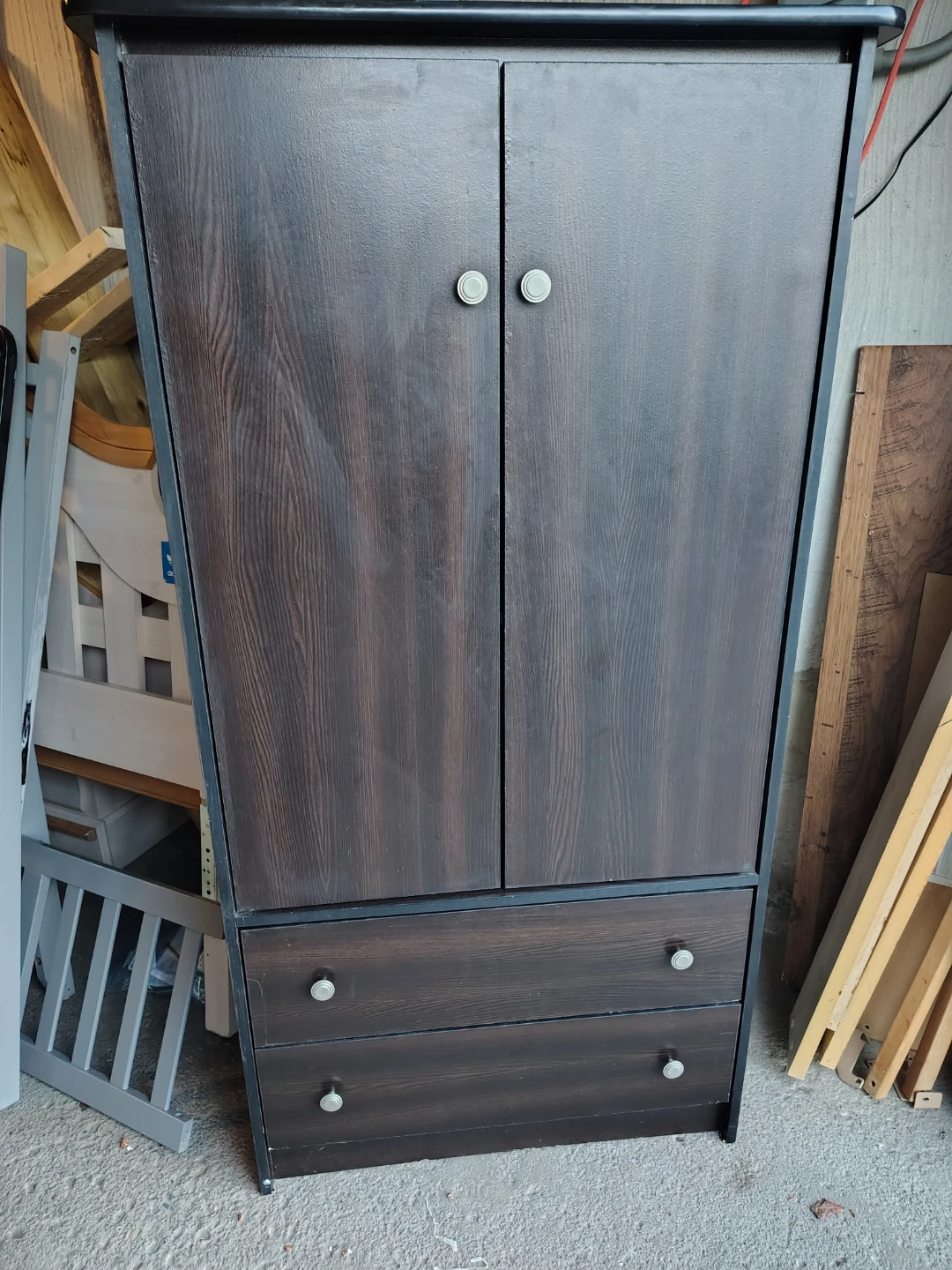 Dark Brown Wardrobe with Drawers - photo 4
