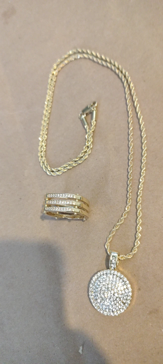 Gold Tone Chain Necklace & Ring Set - photo 2