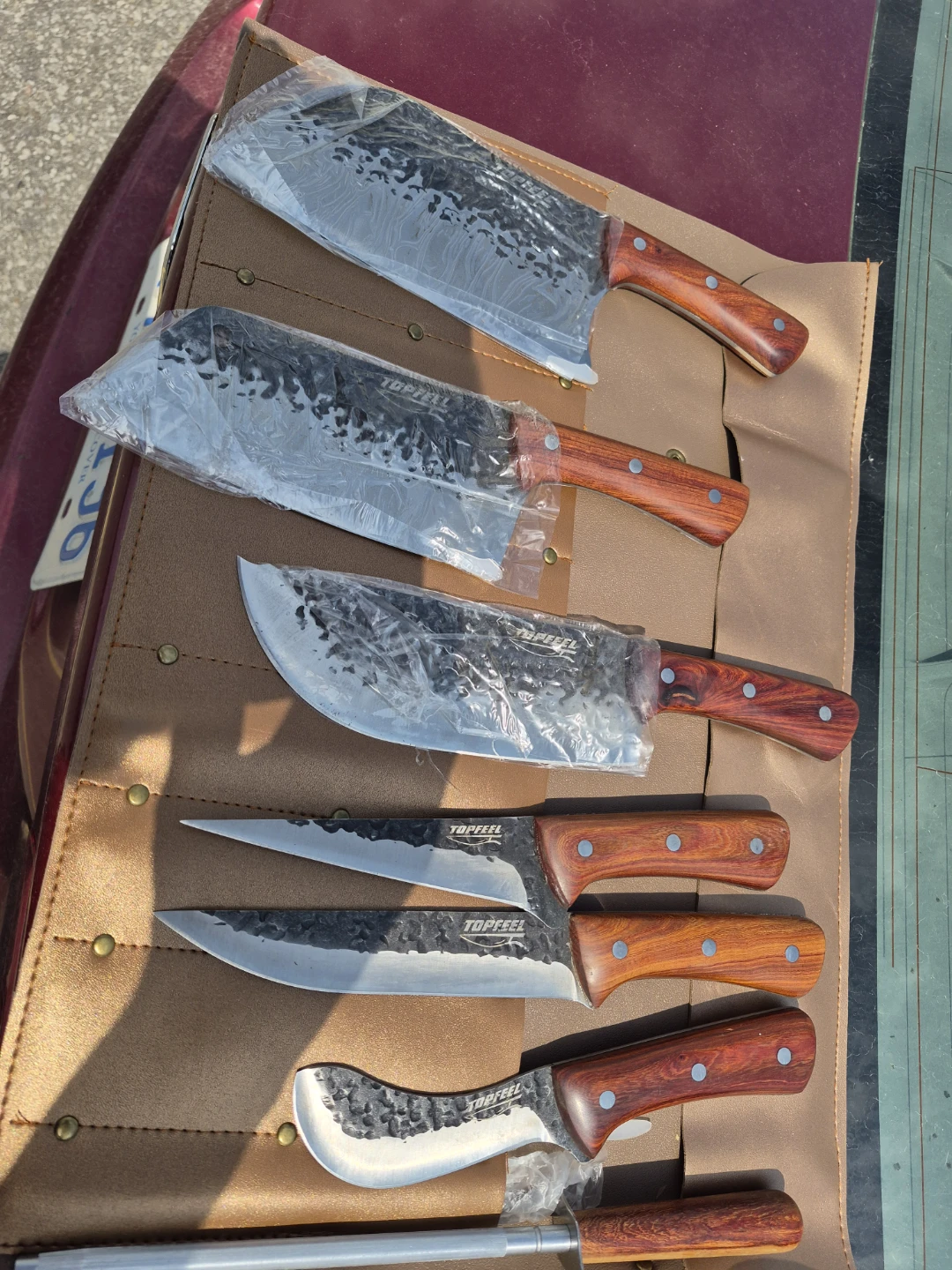 TOPFEEL 8-Piece Butcher Knife Set with Rosewood Handles