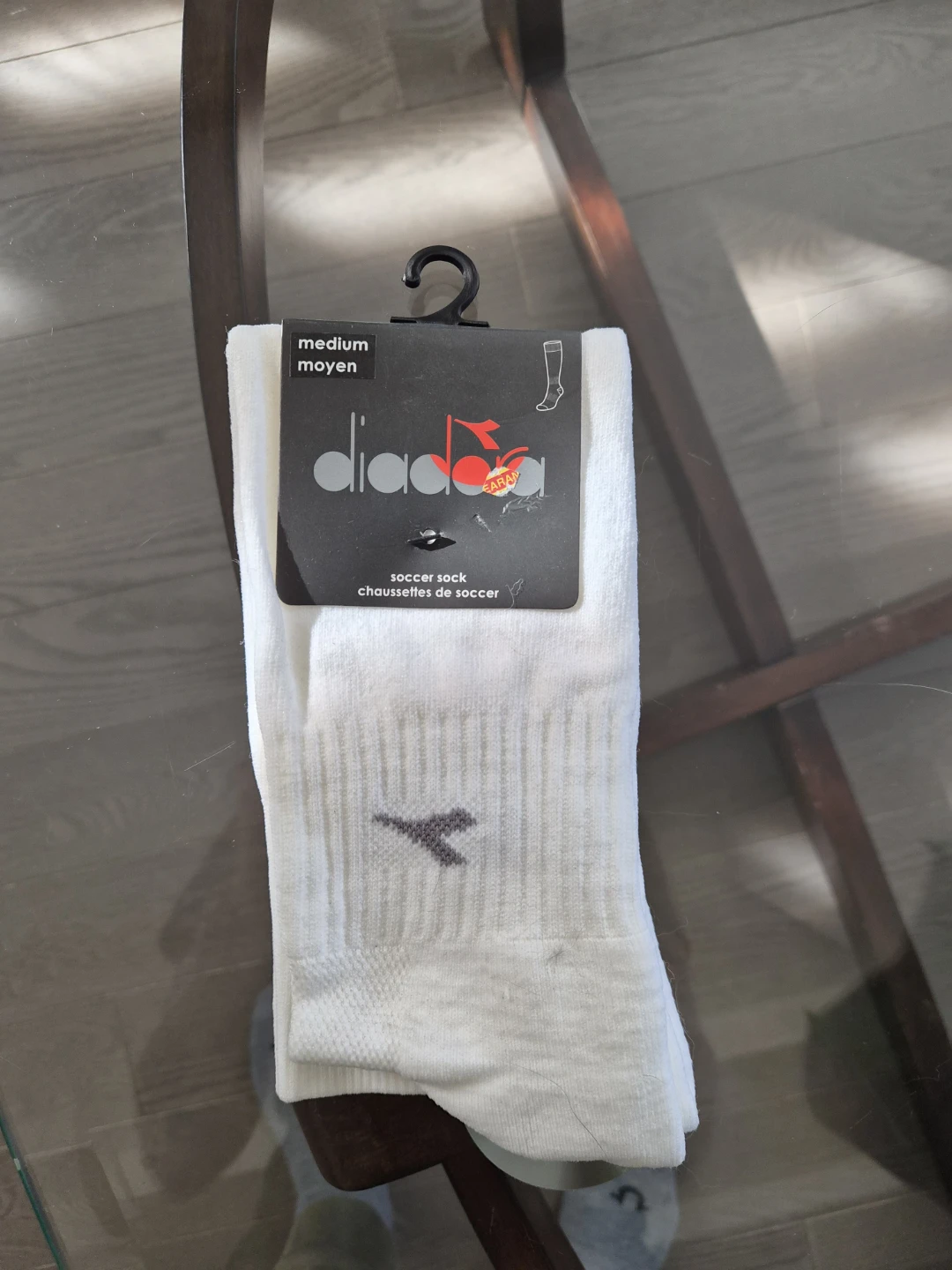 Diadora White Soccer Socks - Medium