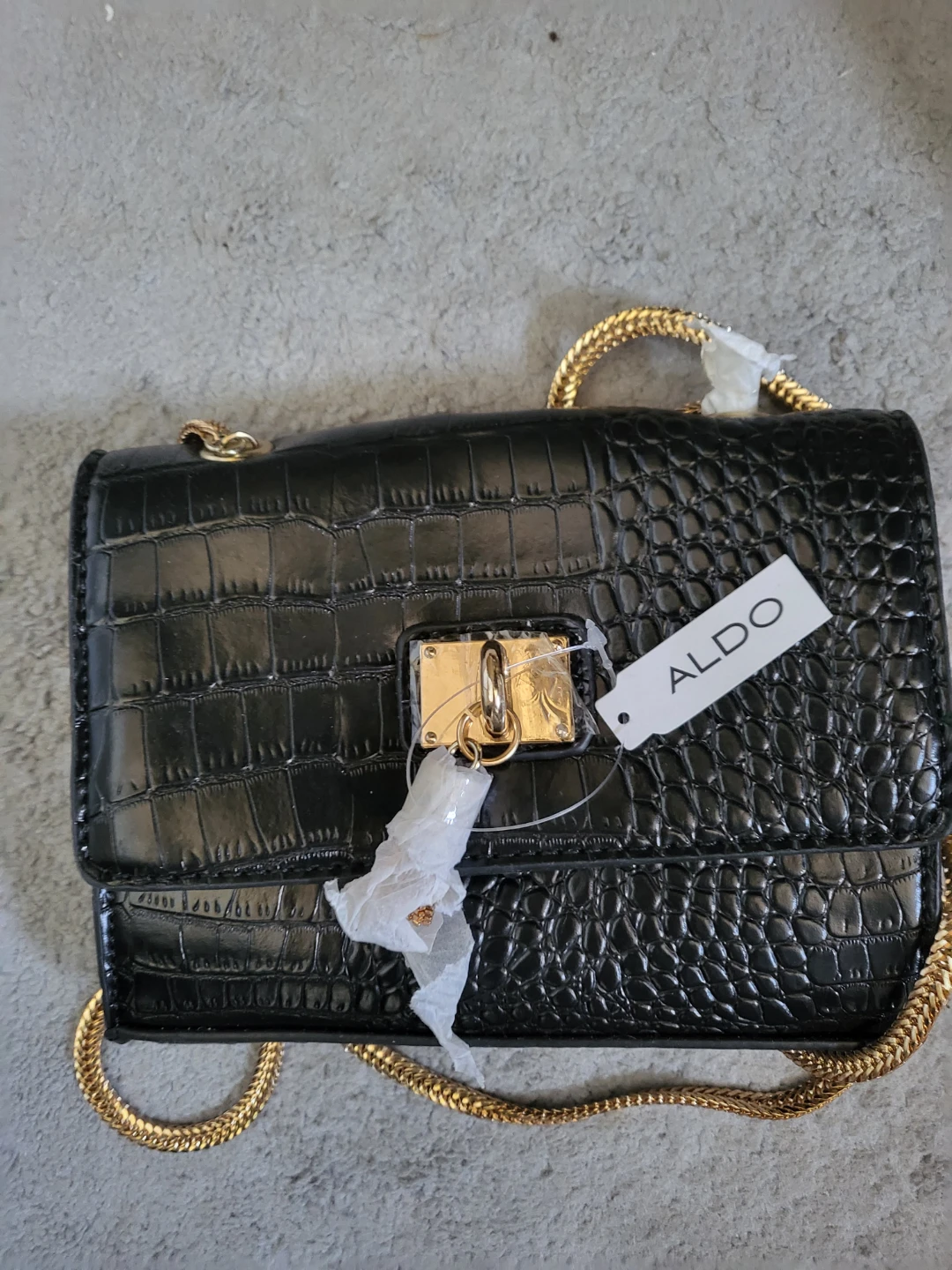 ALDO Black Croc Embossed Shoulder Bag