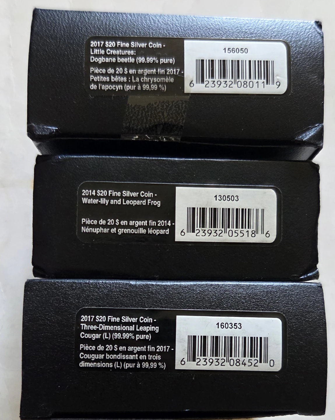 Royal Canadian Mint 2014 & 2017 $20 Fine Silver Coins
