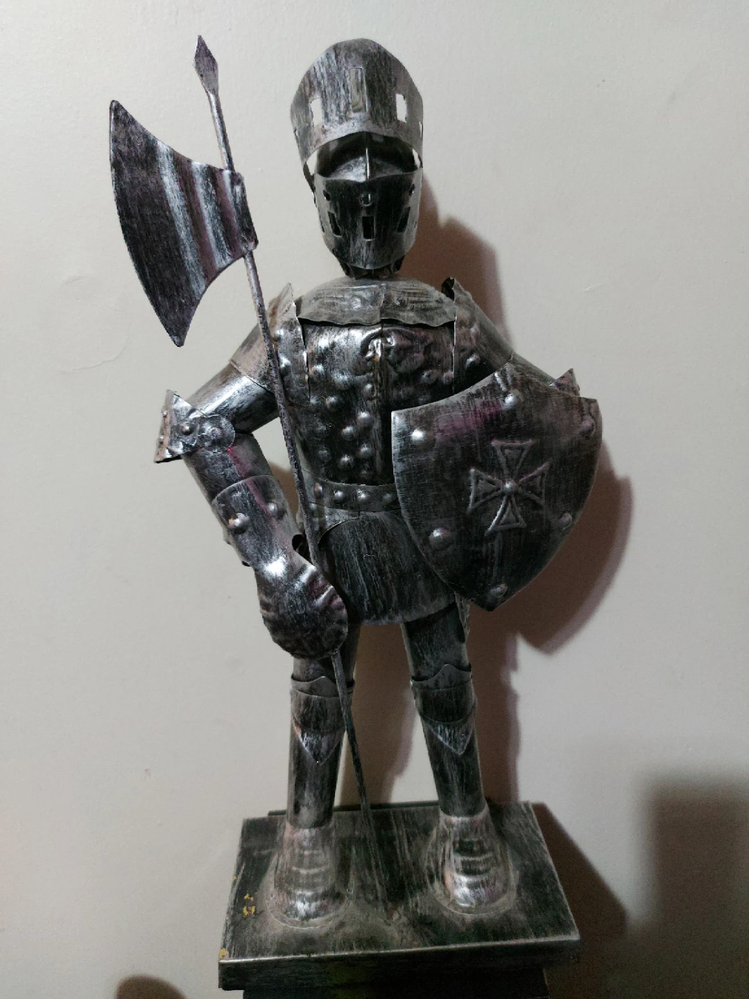 Metal Knight Figurine with Axe and Shield