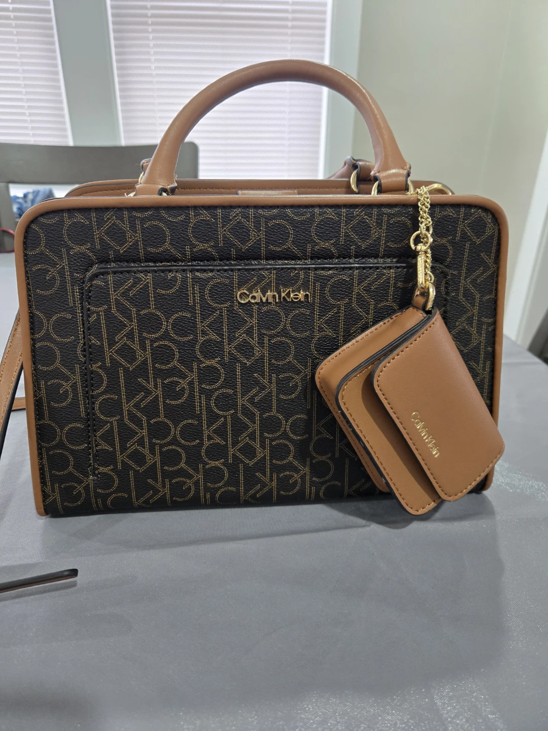 Calvin Klein Monogrammed Tote Bag with Pouch
