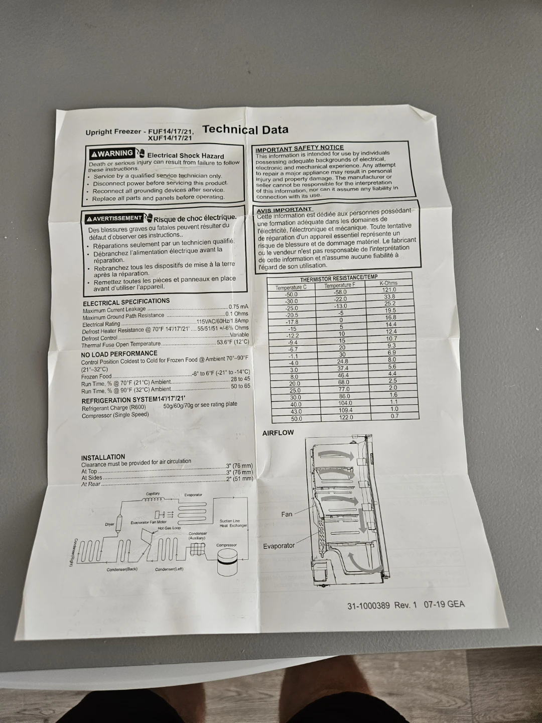 GE 17.3 cu. Ft. Upright Freezer - installed new evaporator fan - photo 4