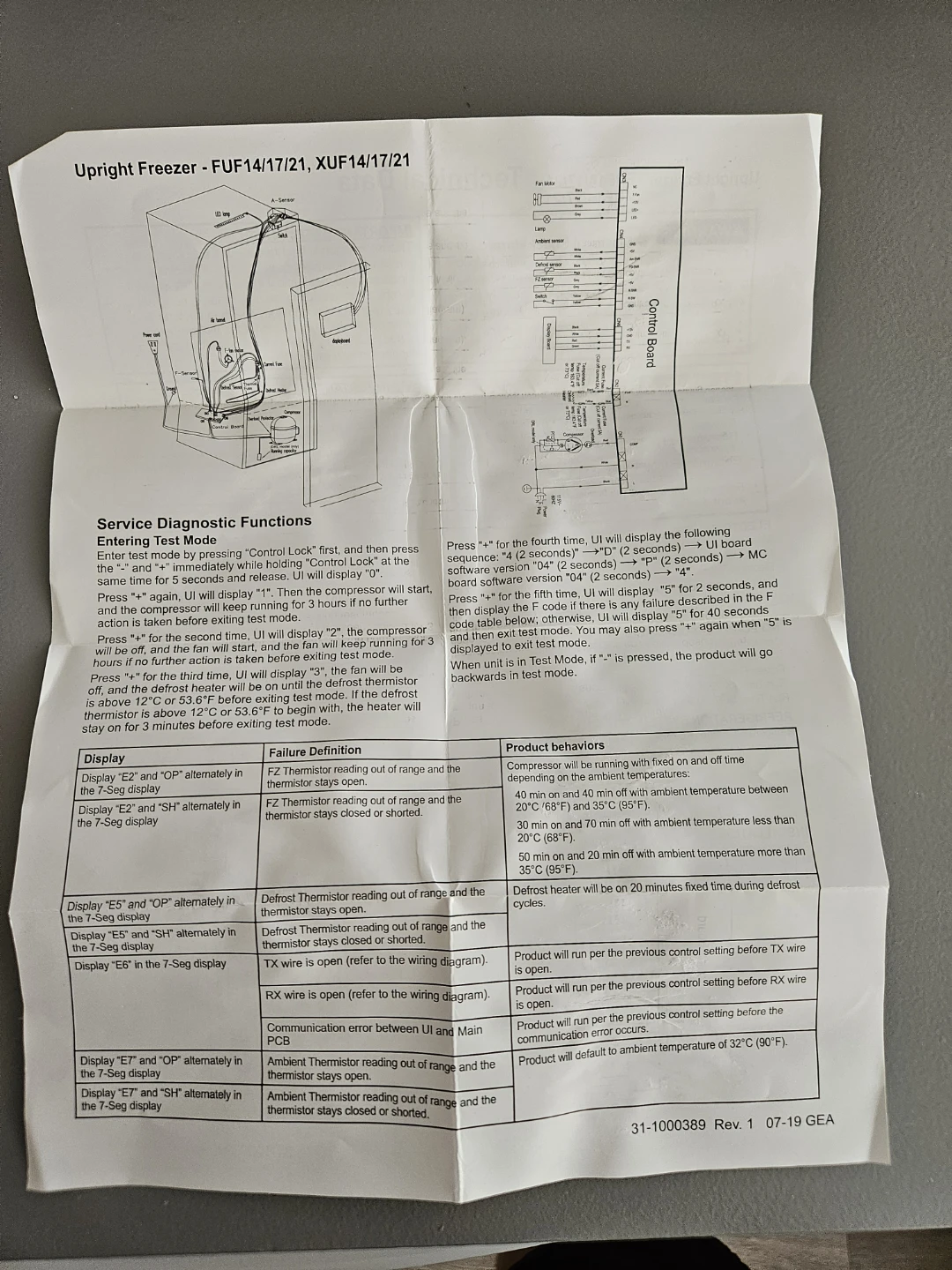GE 17.3 cu. Ft. Upright Freezer - installed new evaporator fan - photo 5