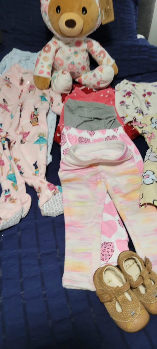Baby and toddler clothing bundle with plush bear - photo 2