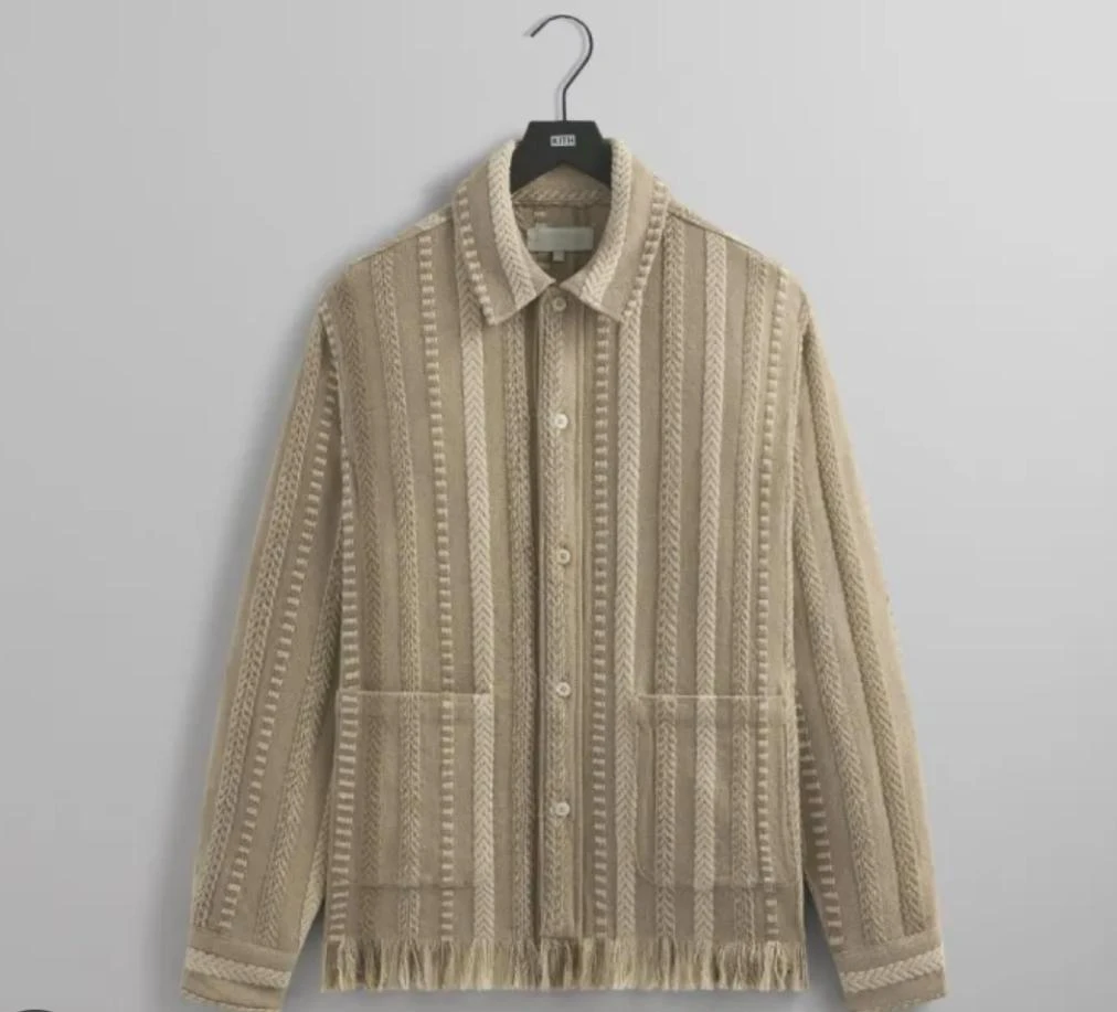Kith Mixed Stripe Tweed Boxy Collared Overshirt - Size L
