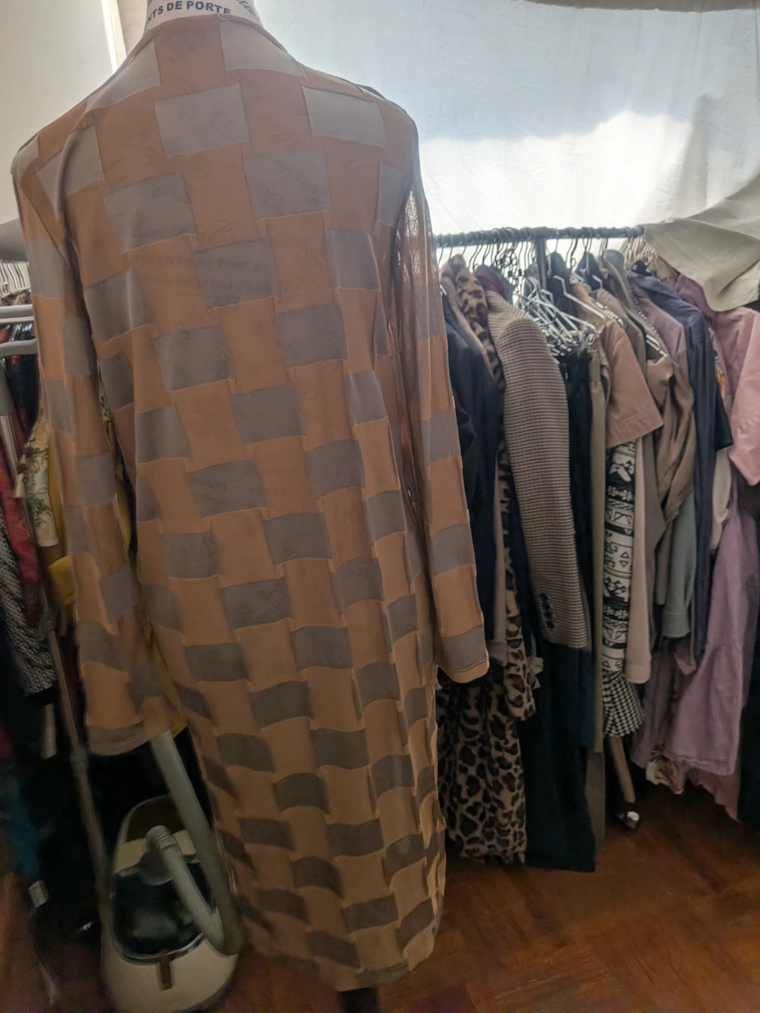 Women's Long Sleeve Checkerboard Dress
