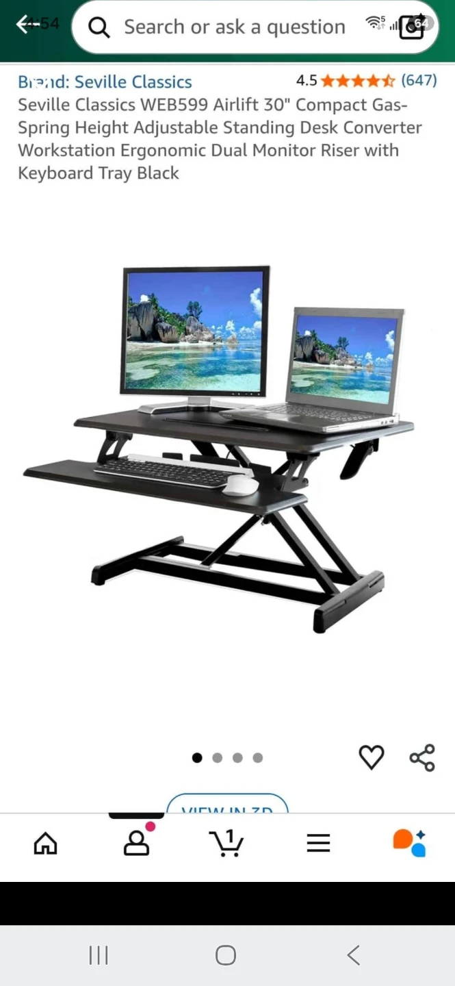 Seville Classics WEB599 Airlift 30" Standing Desk Converter