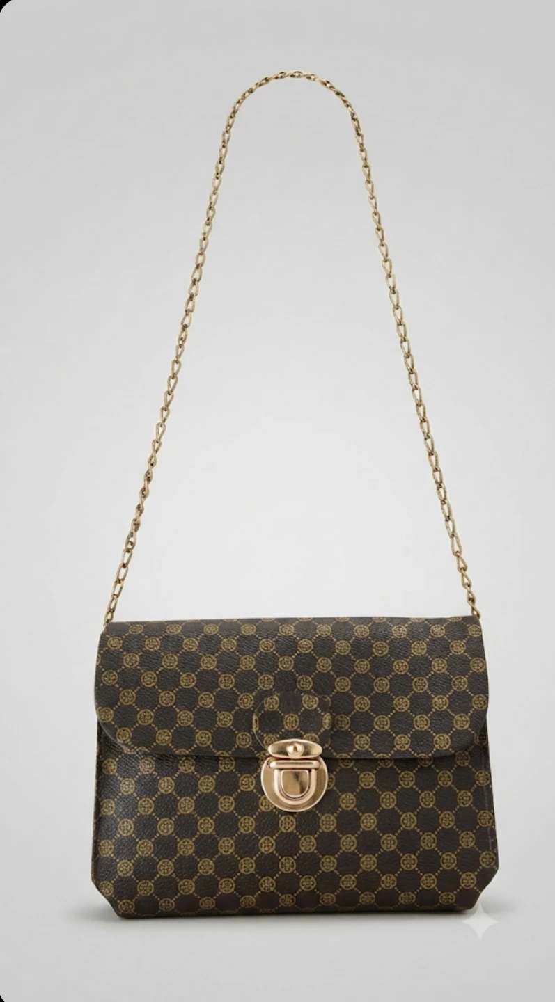 Brown Geometric Mini Crossbody Bag
