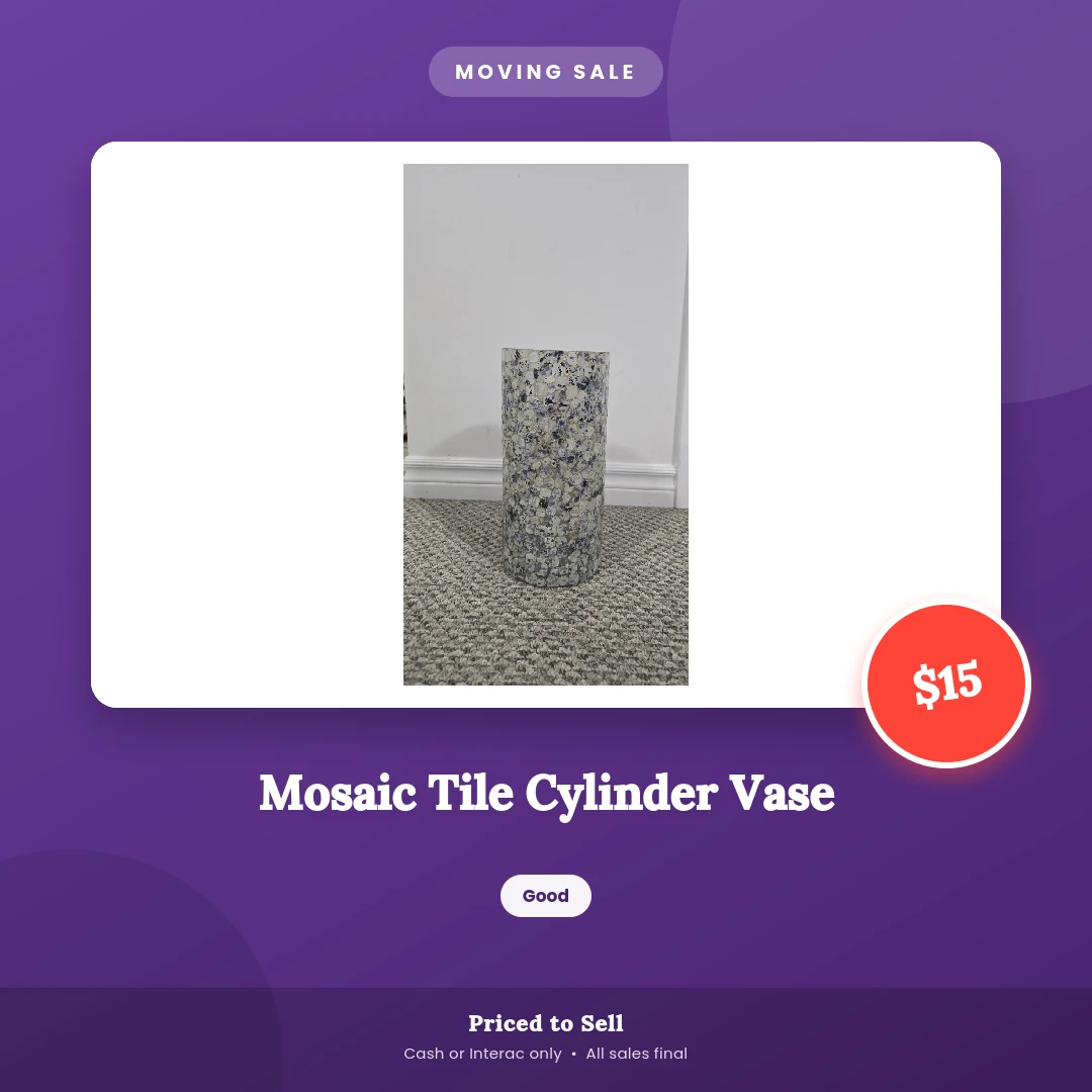 Mosaic Tile Cylinder Vase
