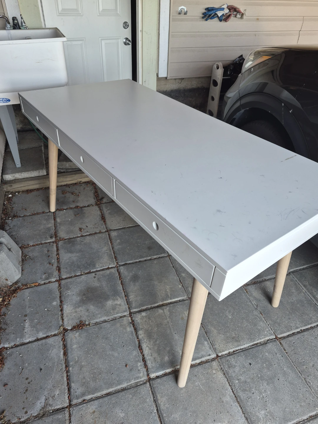 White Desk with 3 Drawers