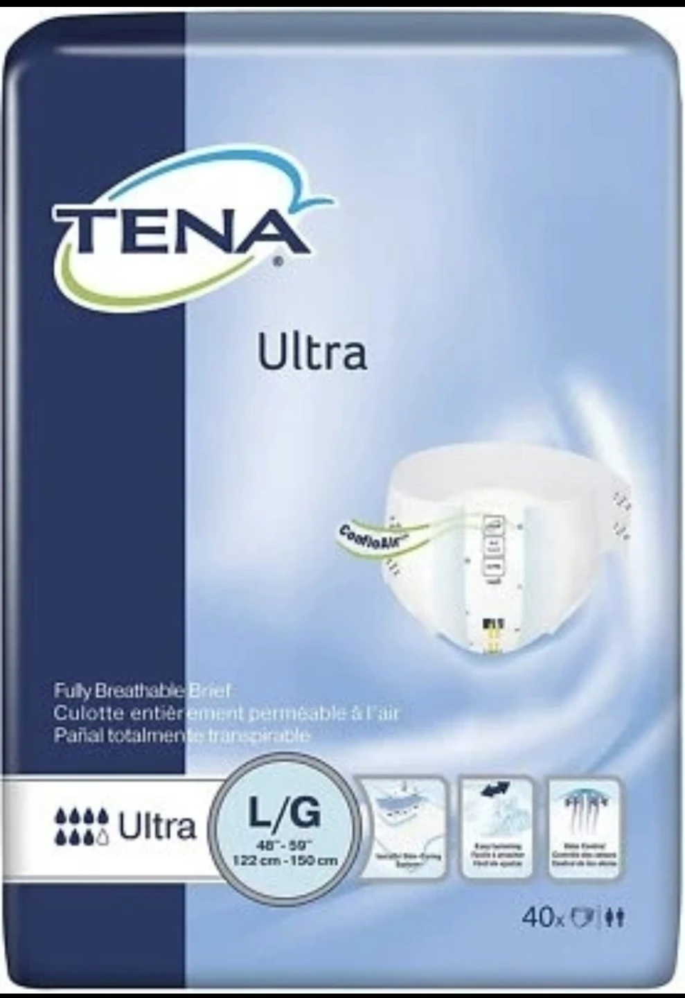 TENA Ultra (Size L/G) 40 briefs $30 each bag - Firm