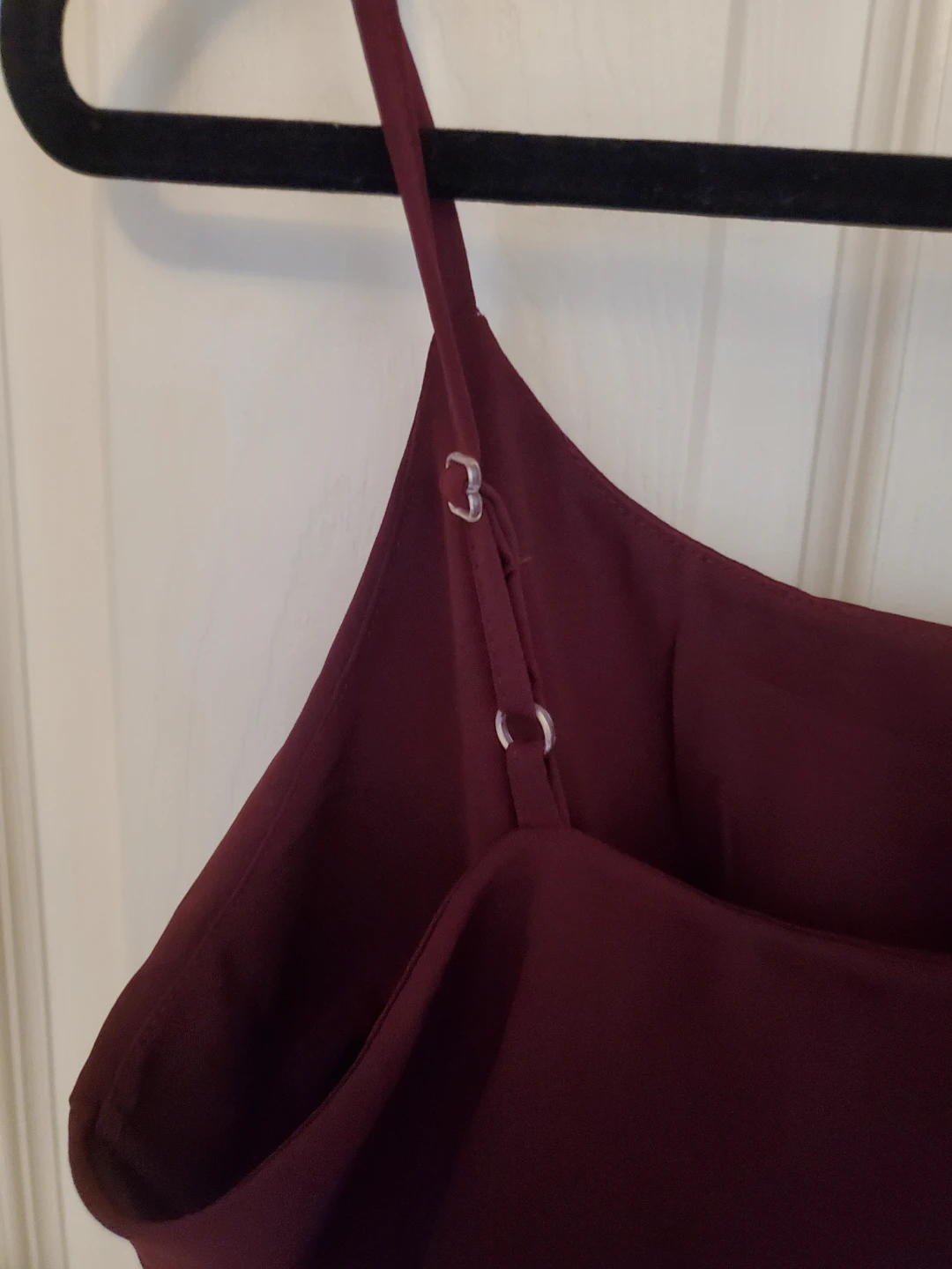 Burgundy Chiffon Popover Spaghetti Strap Midi Dress - photo 4