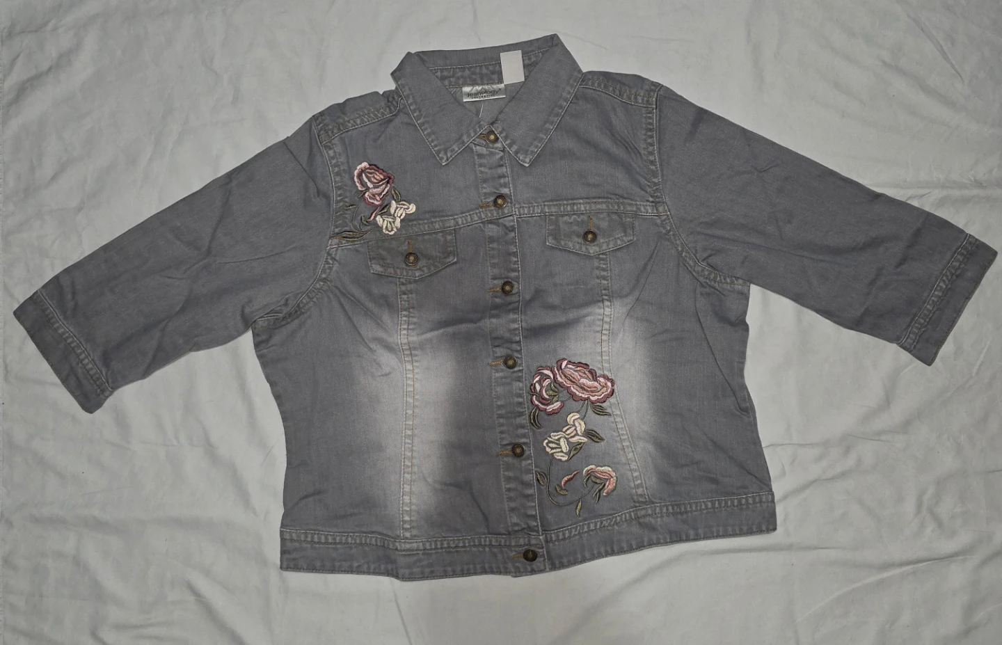 Jean Therapy Embroidered Denim Jacket Size 16W - photo 2