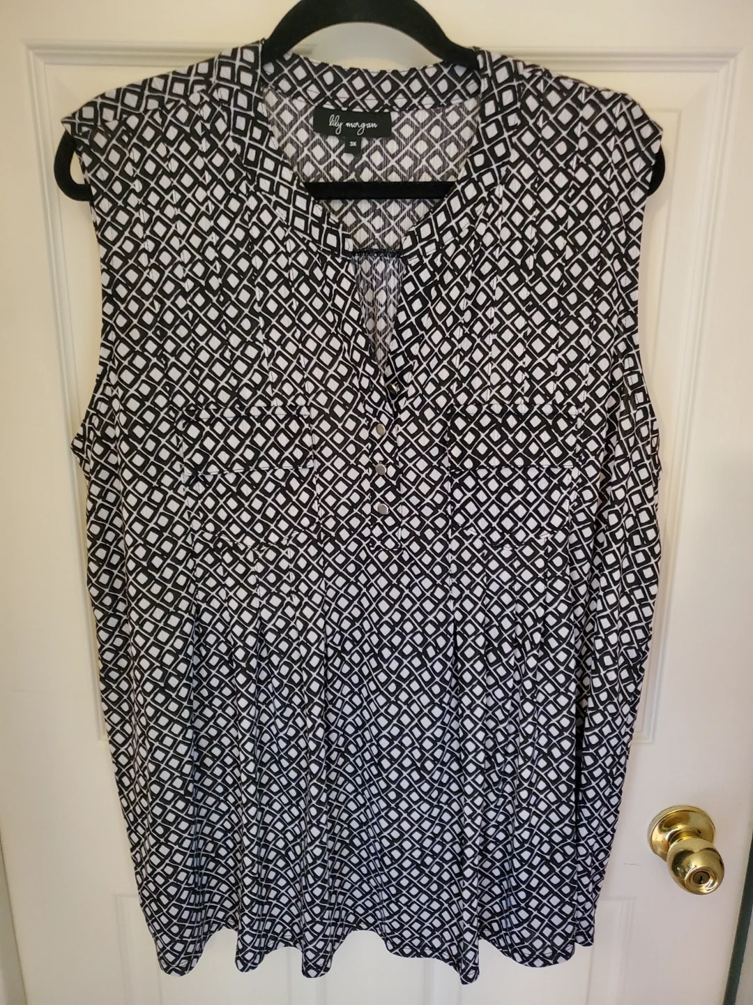 Plus Size Lily Morgan Sleeveless Geometric Print Blouse