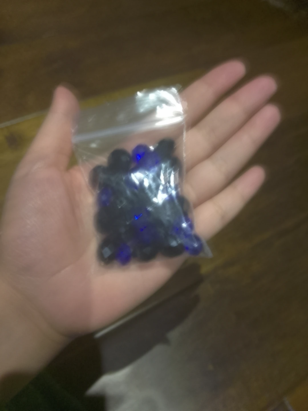 Bag of blue & black faceted beads